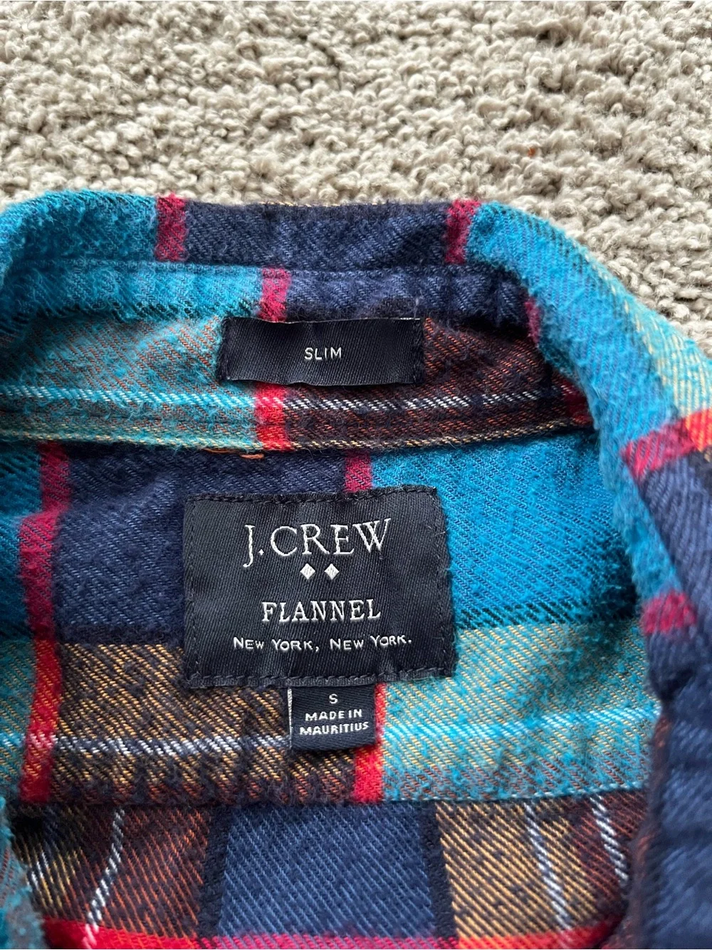 J. Crew - Slim Fit Red & Blue Plaid Flannel Shirt - Men’s Size S